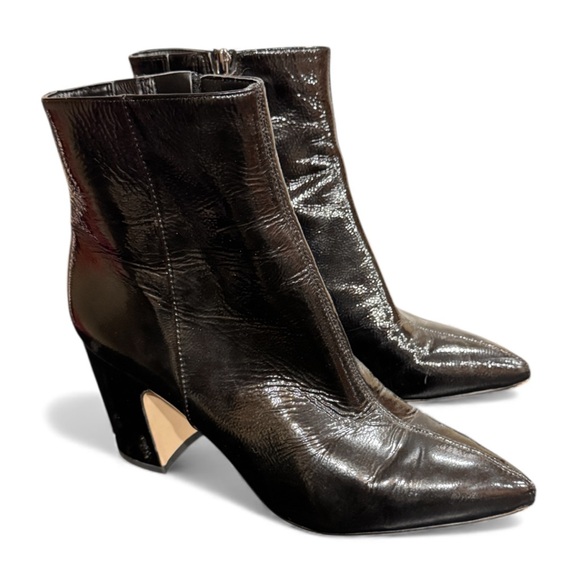 Sam Edelman Black Heeled patent leather ankle Boots size 10 - Picture 3 of 9